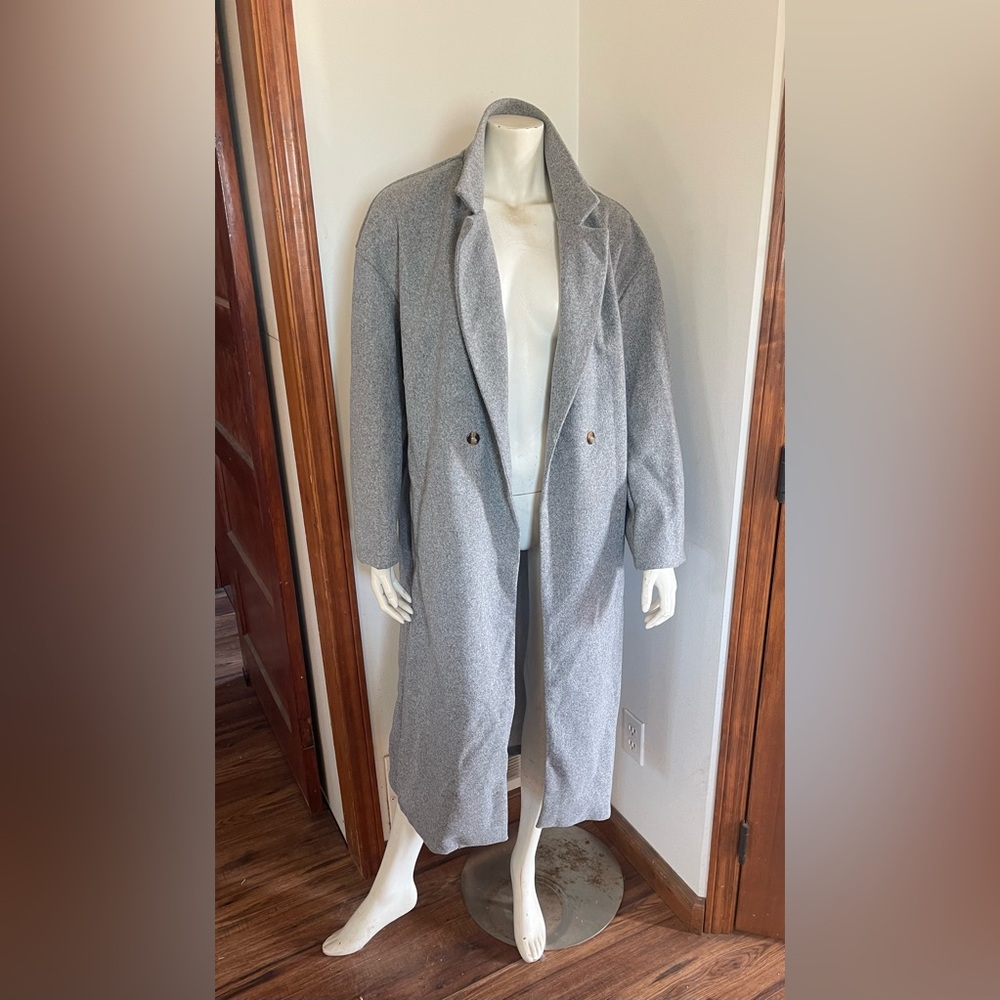 Source Unknown Elegant Gray Trench Coat
